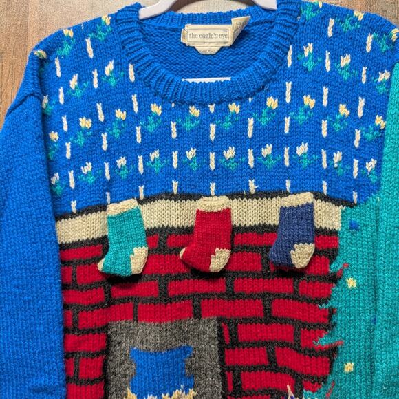 80s The Eagles Eye Knit Christmas Stocking Sweater - Picture 3 of 6